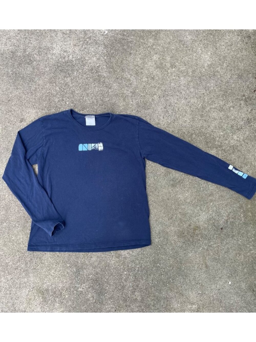 Vintage Y2K 90s Nike Long Sleeve Cotton Shirt Navy Womens L Streetwear USA Made